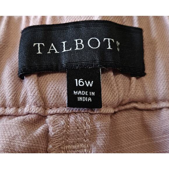 TALBOTS Women's 16 16W Cargo Pants Dusty Pink Cropped Cotton Linen Tencel 36 - Picture 3 of 7